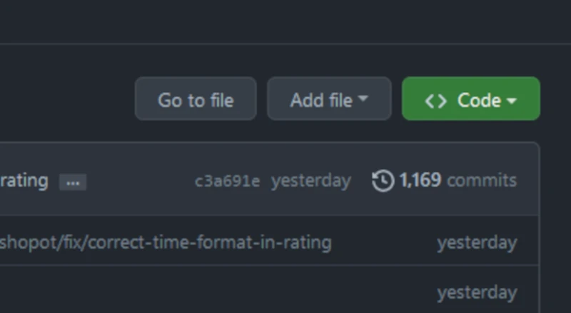 Number of commits in the project