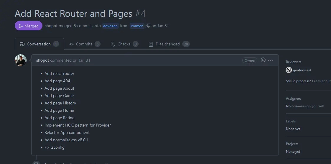 Pull Request example
